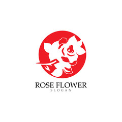 Beauty rose flower vector icon design template