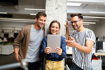 Successful company with happy employees in modern office