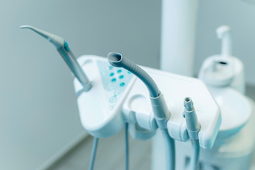 Different dental instruments and tools in a dentists office