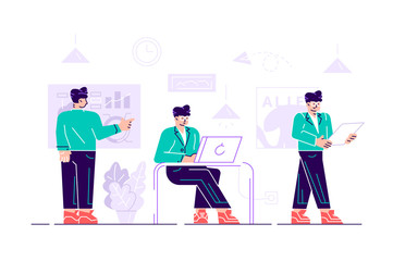 Set of business people working