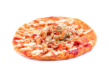 Sausage Pizza on white background