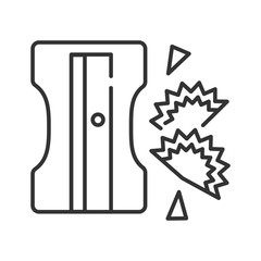 Pencil sharpener black line icon. School, office supplies. Sign for web page, mobile app, banner, social media. Editable stroke.
