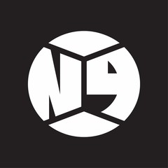 NP Logo monogram with piece circle ribbon style on black background