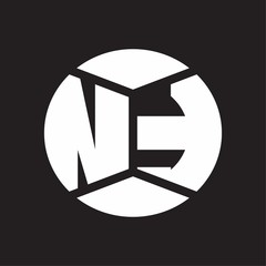 NT Logo monogram with piece circle ribbon style on black background