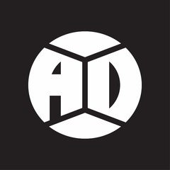 AD Logo monogram with piece circle ribbon style on black background