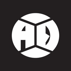 AQ Logo monogram with piece circle ribbon style on black background