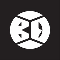 BQ Logo monogram with piece circle ribbon style on black background