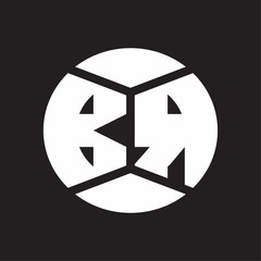 BR Logo monogram with piece circle ribbon style on black background