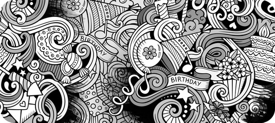 Holidays hand drawn doodle banner. Cartoon detailed flyer.