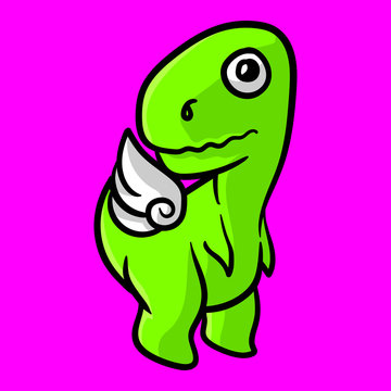 Vector cute dino tyrex with wing cupid love