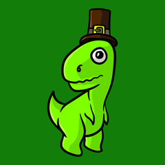 Vector cute dino with thanksgiving hat