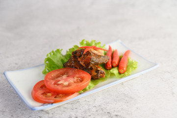 Appetizers with spicy sardine mixed with herb