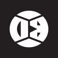 DB Logo monogram with piece circle ribbon style on black background