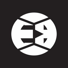 EB Logo monogram with piece circle ribbon style on black background