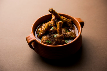 Hyderabadi Mutton Paya, Nehari, nazari or Nihari Masala. served with Naan and rice. selective focus