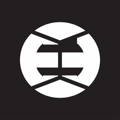 ET Logo monogram with piece circle ribbon style on black background