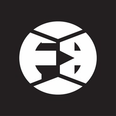 FB Logo monogram with piece circle ribbon style on black background
