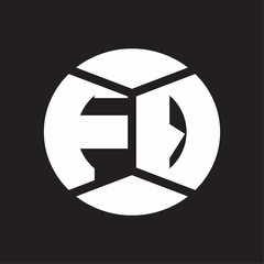 FQ Logo monogram with piece circle ribbon style on black background