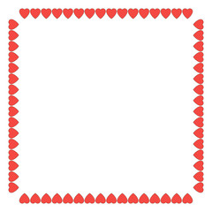 Square frame of vector red hearts on white background. Inspirations by love. Isolated frame for your design.