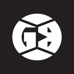 GB Logo monogram with piece circle ribbon style on black background