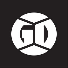 GD Logo monogram with piece circle ribbon style on black background