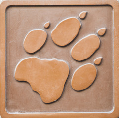 Engraving of lion footprint