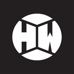 HW Logo monogram with piece circle ribbon style on black background