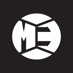 ME Logo monogram with piece circle ribbon style on black background