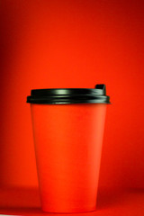  A cup of aromatic coffee with you, red bright cup