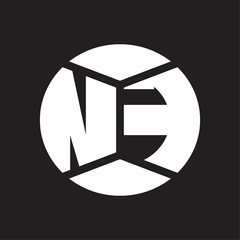 NF Logo monogram with piece circle ribbon style on black background