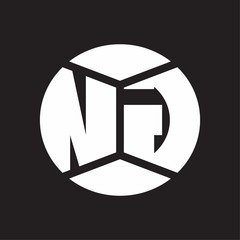 NG Logo monogram with piece circle ribbon style on black background