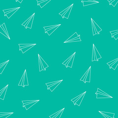 Paper airplane. Hand drawn doodle airplane. Vector