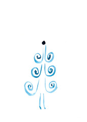 blue Christmas tree on a white background