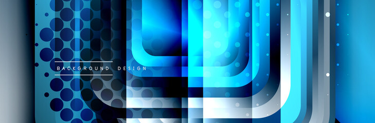 Round squares shapes composition geometric abstract background. Vector Illustration