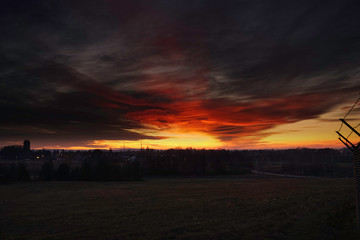 Sunset at the airport of Dresden