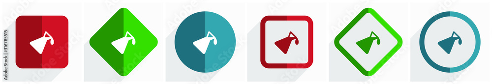 Poster Chemistry icon set, flat design vector illustration in 6 options for webdesign and mobile applications in eps 10