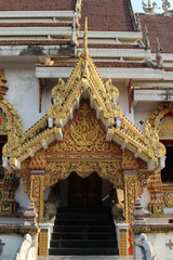 Fototapeta premium Gable roof front of the church of a Thai temple.