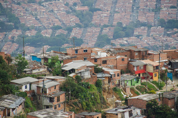 Fototapeta premium Panoramas from the heights of Medellin, Comuna 1 - Popular neighborhood