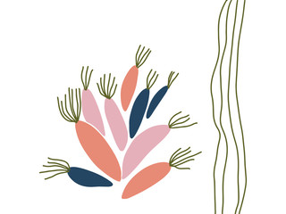 Minimal abstract seaweed. Floral vector illustration © IMR