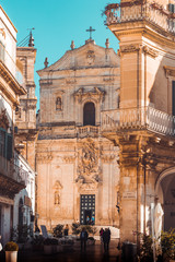 Basilica San Martino, Martina Franca, Puglia, Italia - Piazza del Plebiscito with Saint Martin Basilica - obrazy, fototapety, plakaty