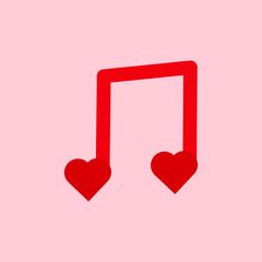 This is vector red musical note on light background. Could be used for postcards, flyers, holidays decorations.