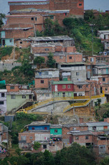 Fototapeta na wymiar Panoramas from the heights of Medellin, Comuna 1 - Popular neighborhood