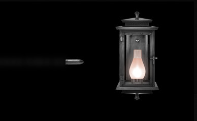 Bullet going to hit lanturn black background