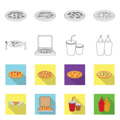 Vector illustration of pizza and food icon. Collection of pizza and italy stock vector illustration.