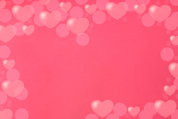Frame of hearts on a pink background. Valentine's day concept. Copy space