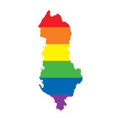 Obraz premium Albania LGBTQ gay pride flag map