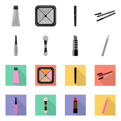 Vector illustration of makeup and product icon. Set of makeup and cosmetology stock symbol for web.