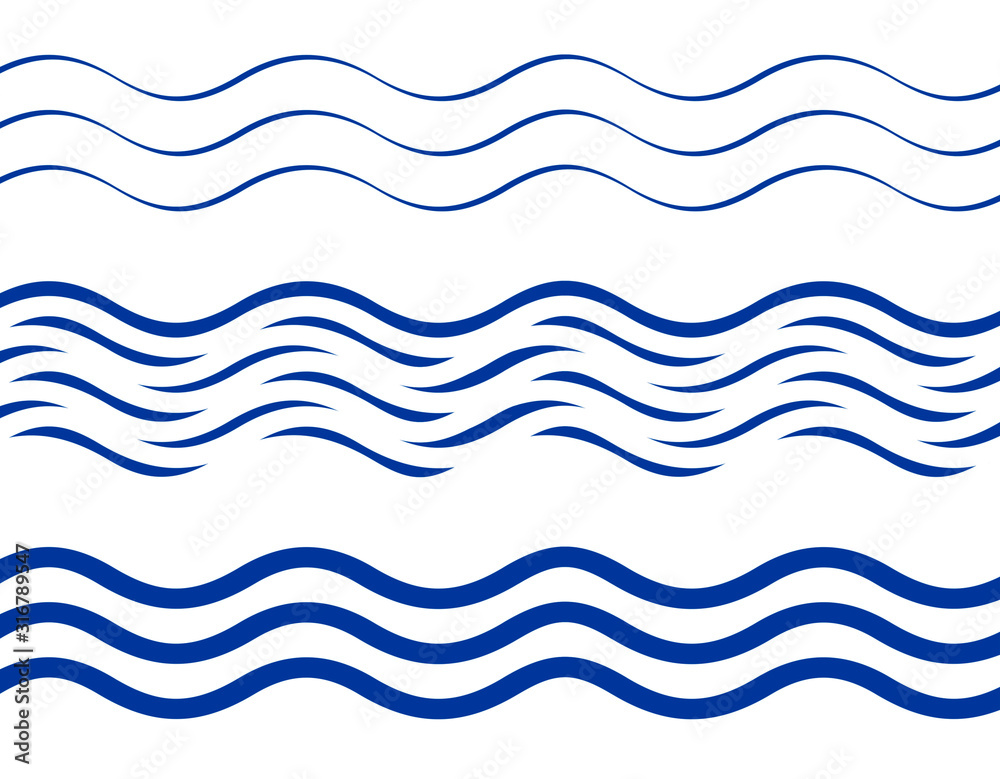 Wall mural set of waves patterns, flat style