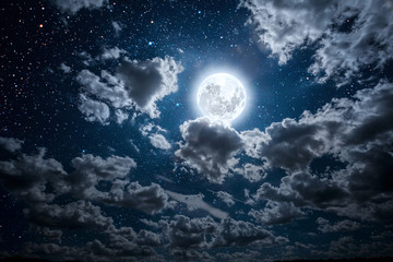 Naklejka na ściany i meble backgrounds night sky with stars and moon and clouds. Elements of this image furnished by NASA