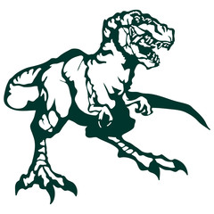 Fototapeta premium Stylized dinosaur with large teeth in the mouth and sharp claws on its paws